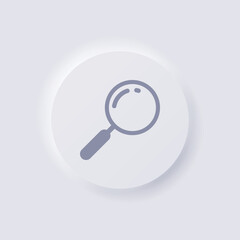 Magnifying Glass icon, White Neumorphism soft UI Design for Web design, Application UI and more, Button, Vector.