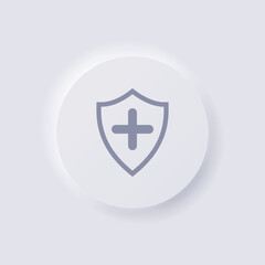 Shield icon, White Neumorphism soft UI Design for Web design, Application UI and more, Button, Vector.