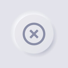 Cross icon, White Neumorphism soft UI Design for Web design, Application UI and more, Button, Vector.