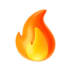 3d fire flame icon isolated on white background. Render of fire emoji, energy and power concept. 3d cartoon simple vector illustration © janevasileva