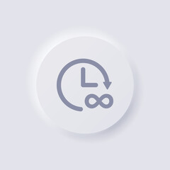Circular arrow icon with infinity symbol, White Neumorphism soft UI Design for Web design, Application UI and more, Button, Vector.