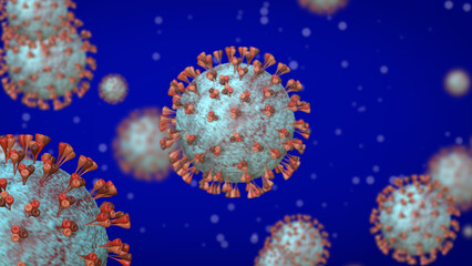 Fototapeta na wymiar corona virus blue background illustration