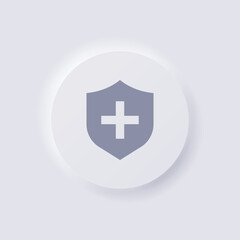 Shield icon, White Neumorphism soft UI Design for Web design, Application UI and more, Button, Vector.
