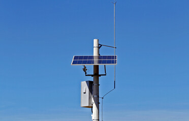 Road camera powered on solar energy on highway on countryside of Sao Paulo state, Brazil