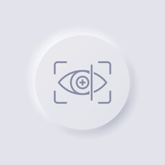 Eye scanner icon, White Neumorphism soft UI Design for Web design, Application UI and more, Button, Vector.