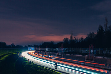 light trails of traffic in the night