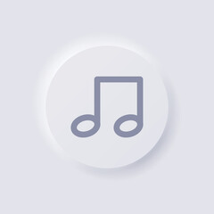 Musical note icon, White Neumorphism soft UI Design for Web design, Application UI and more, Button, Vector.