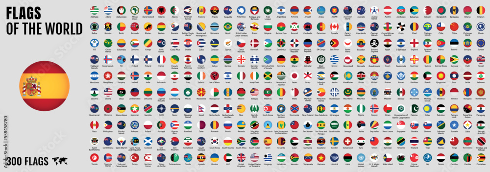 Wall mural all official national flags of the world . circular design