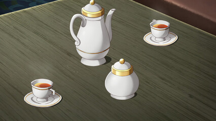 Anime background landscape wallpaper old village, old city, old street.