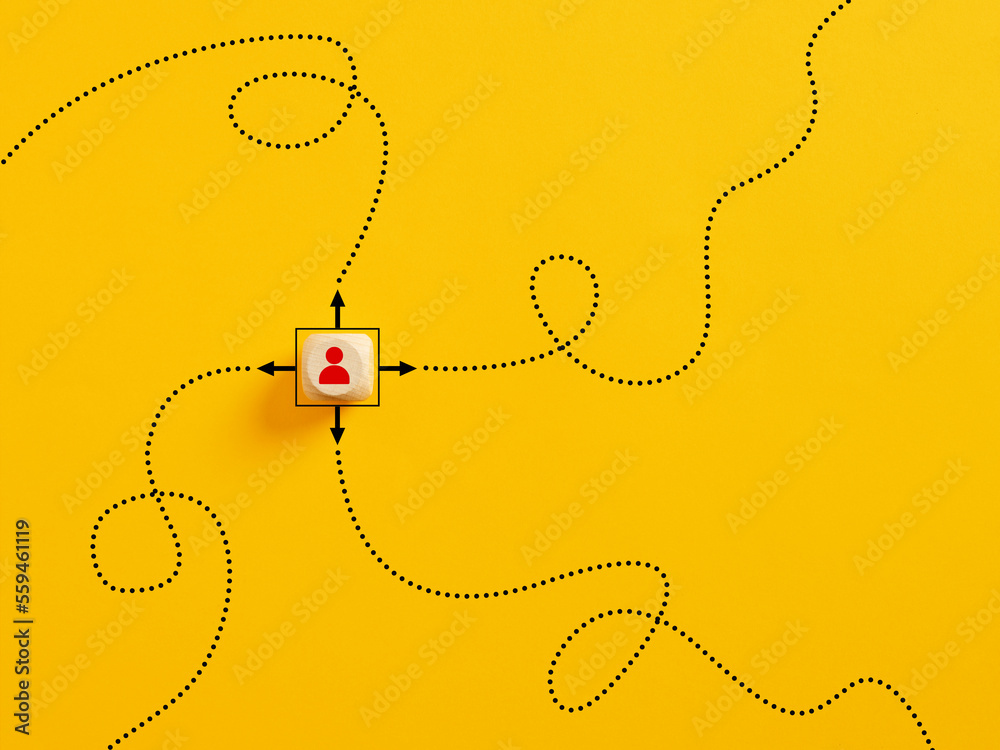 Wall mural choosing the right path to follow. decision making in business. right decisions and way to success. 