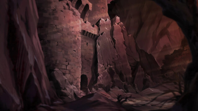 Anime background landscape wallpaper old village, old city, old street.