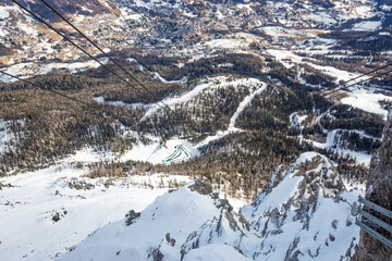 Ski slope in the alps Dolomites - 559463552