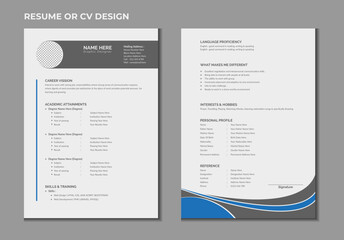 Double pages professional creative CV or resume template design for a creative person on white background  