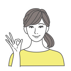 Obraz premium OKサインをする女性のイラスト素材 黄色