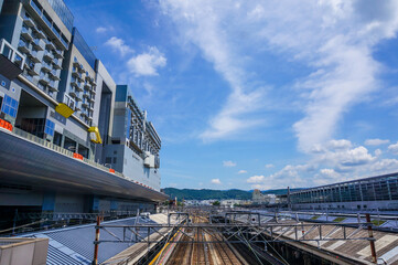 京都駅0番線と青空