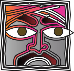 Set of creative cool faces of man and woman portrait, minimalist contour. Great for home decor such as posters, wall art, tote bag, t-shirt print, sticker, and mobile cases. Vector
