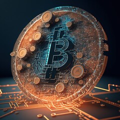 Bitcoin in blockchain technology.Generative AI