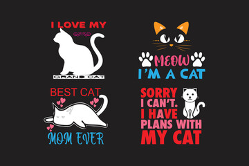 Cat Typography T-Shirt Design SVG Vector File