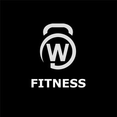 Modern Monogram Fitness Gym Logo Idea Template with Kettlebell and Initial W Letter