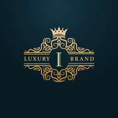 Luxury Gold I Letter Logo. Luxury Logo Initial Letter I Design