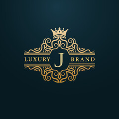 Luxury Gold J Letter Logo. Luxury Logo Initial Letter J Design