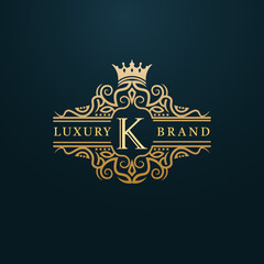 Luxury Gold K Letter Logo. Luxury Logo Initial Letter K Design