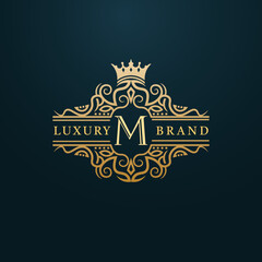 Luxury Gold M Letter Logo. Luxury Logo Initial Letter M Design