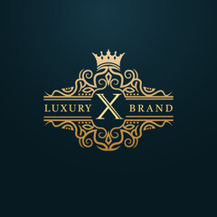Luxury Gold X Letter Logo. Luxury Logo Initial Letter X Design