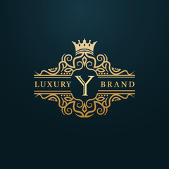 Luxury Gold Y Letter Logo. Luxury Logo Initial Letter Y Design