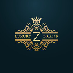 Obraz premium Luxury Gold Z Letter Logo. Luxury Logo Initial Letter Z Design