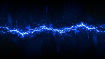 Blue fractal lightning background, electrical abstract