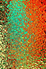 Fototapeta premium Textured background of corrugated wavy glass. Abstract relief pattern on the glass surface. Colorful embossed pattern, background. Changed color scheme.