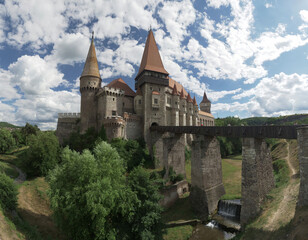 The emblematic Corvin Castle in Hunedoara, Romania