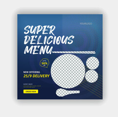 Vector food culinary menu banner for social media post template