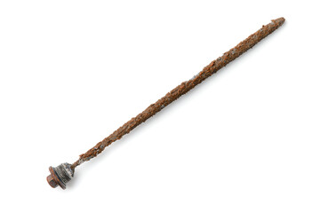 Old rod to protect the boiler from rust on a white isolated background.