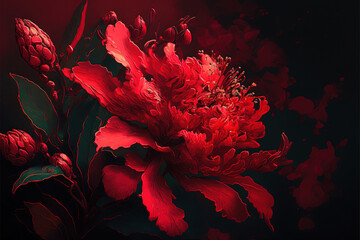 red flowers artwork created with Generative AI technology