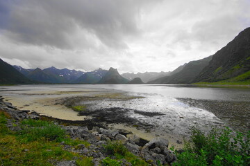 Grunnforfjord, Austvagoya island, Lofoten Archipelago, Norland County, Norway