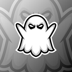 vector graphics illustration of a white ghost in esport logo style. perfect for game team or product logo