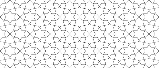 Jewish star thin line ornate seamless pattern vector illustration