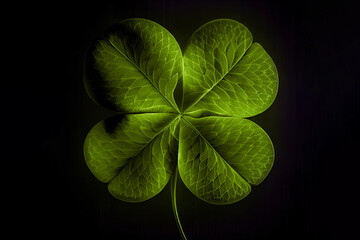green lucky clover leaf for St. Patrick's day. Generative Ai