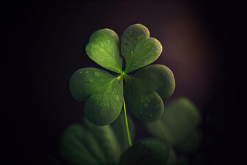 green lucky clover leaf for St. Patrick's day. Generative Ai