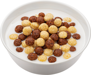 Corn balls mix with milk isolated