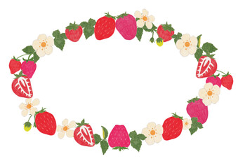 色えんぴつで描いたイチゴのフレーム