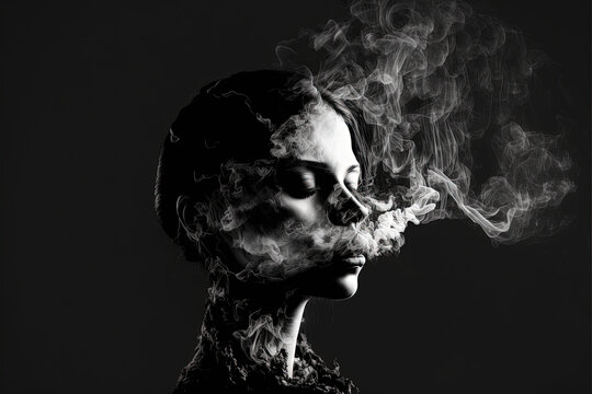 woman is smoking created with Generative AI technology