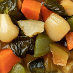  Asian mixed pickled ginger and vegetables full frame as background