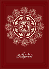 Colourful mandala design with border , mandala art ,Red mandala frame,red & white background,mandala template design 