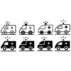 Ambulance icon vector set. First aid illustration sign collection. Resuscitation symbol. Doctor logo.