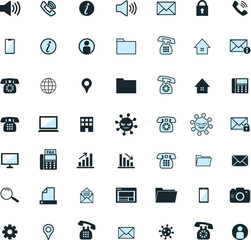 電話・コンタクトのシンプルイラストアイコンセット