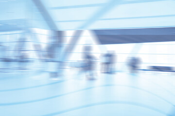 blurry abstract business background blue movement people concept inside