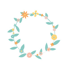Naklejka na ściany i meble Pastel cute flower element in circle shape set for decoration of valentine or wedding card